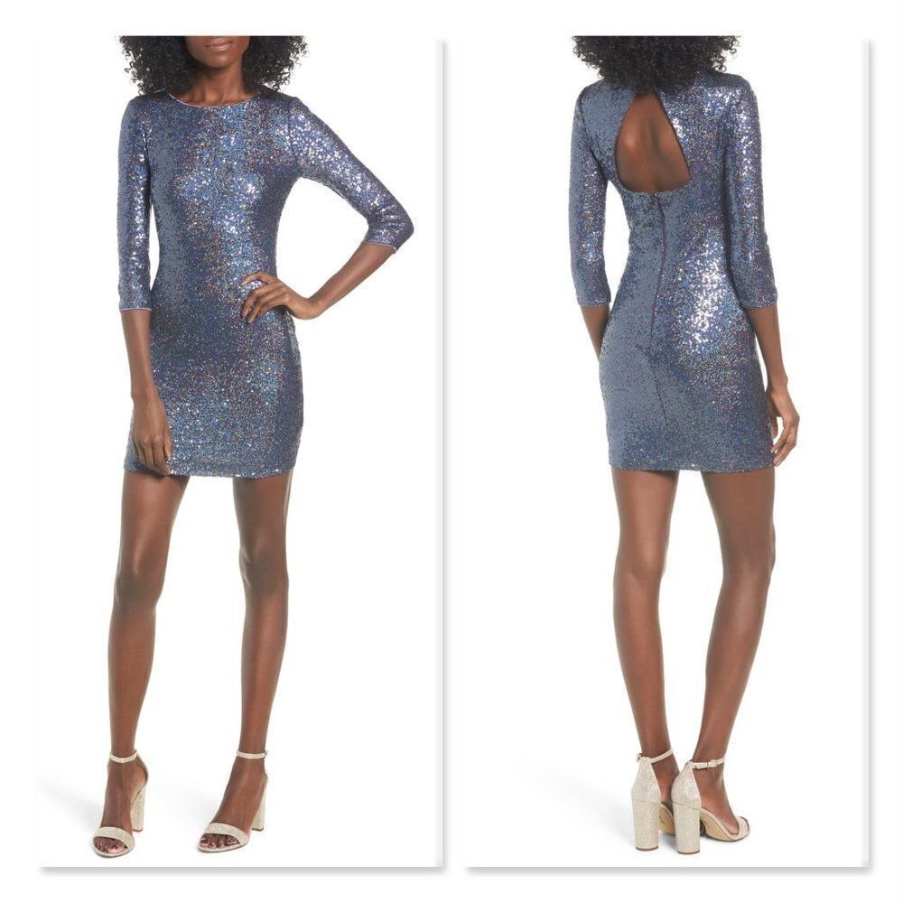 Leith Sequin Body-Con Minidress sz Medium in Blue